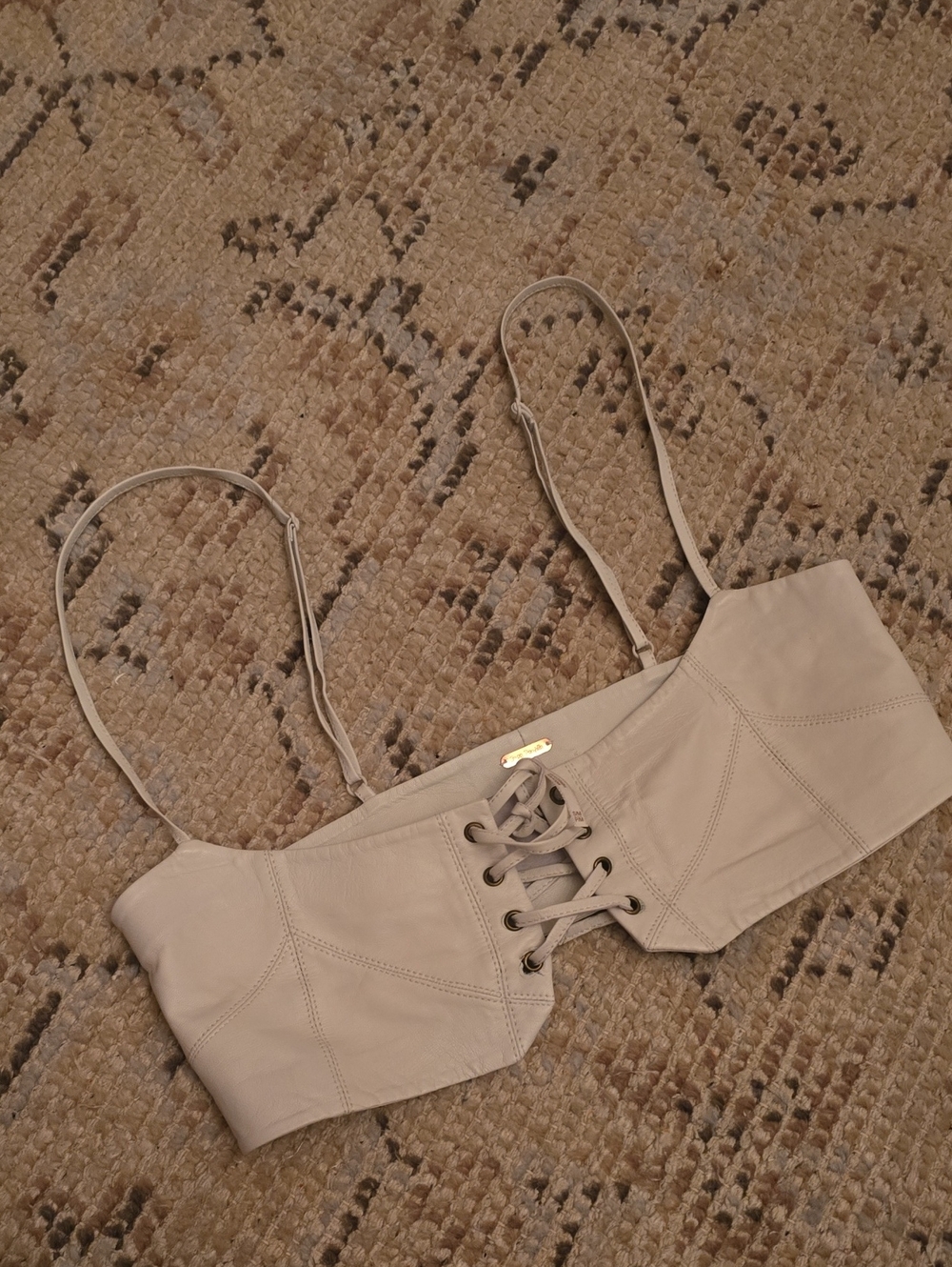 Free People Cream Leather Bustier
